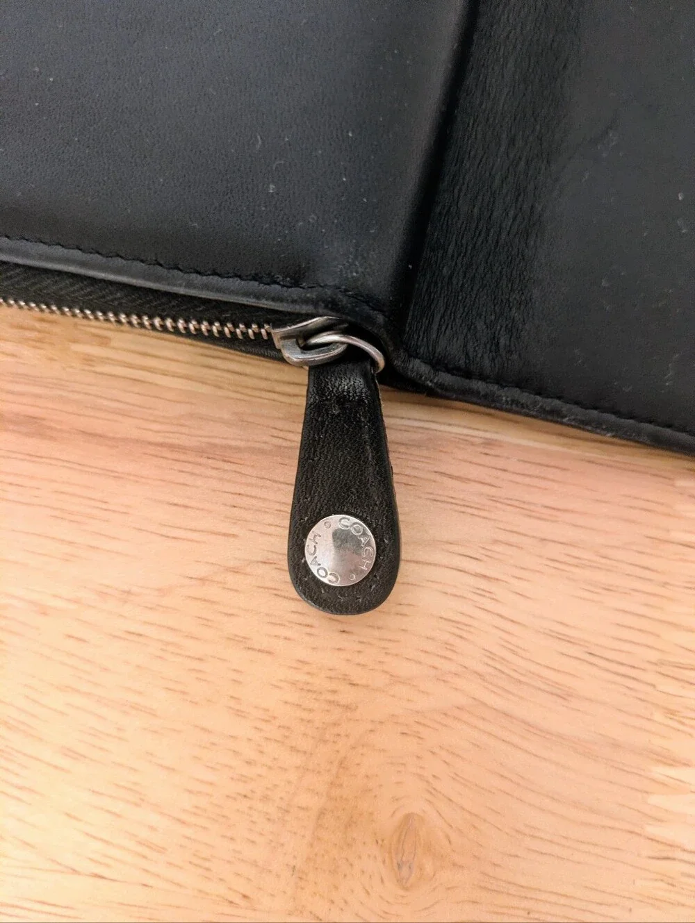 Vintage Coach Black Leather Legacy Trifold Checkbook Wallet